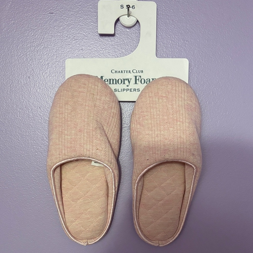 Charter Club Blush Memory Foam Slippers